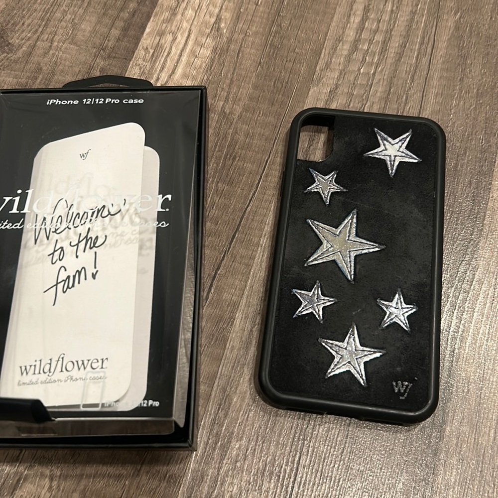 Wildflower Black Velvet Silver Stars iPhone X Case